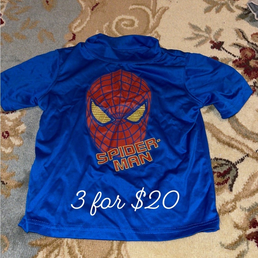 Marvel Spider Man swim shirt blue / red 4T 3itemsfor$20